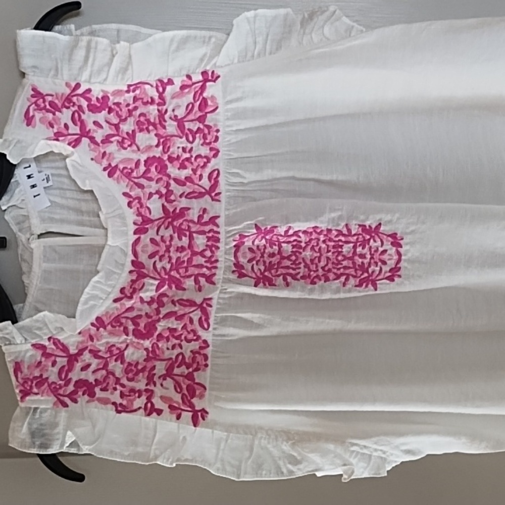 White and Pink Embroidered Women's Top - Picture 9 of 9